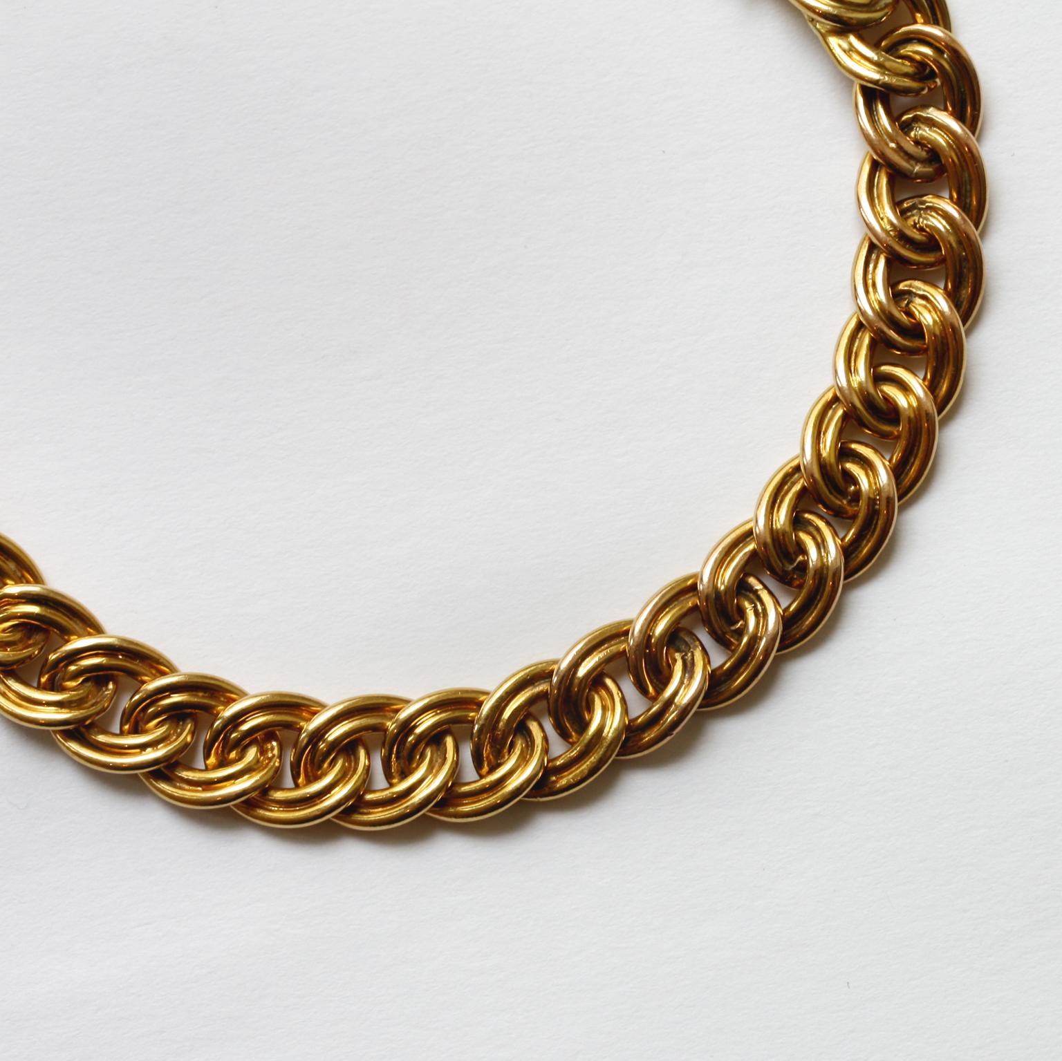 Women's or Men's 18 Carat Gold Double Curb Bracelet