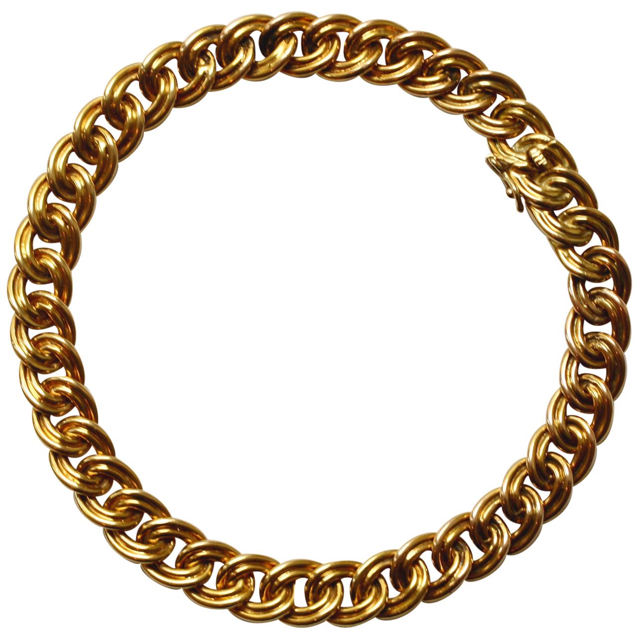 18 Carat Gold Double Curb Bracelet