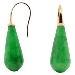 18-Carat Gold Drop Earrings with Jade Stone