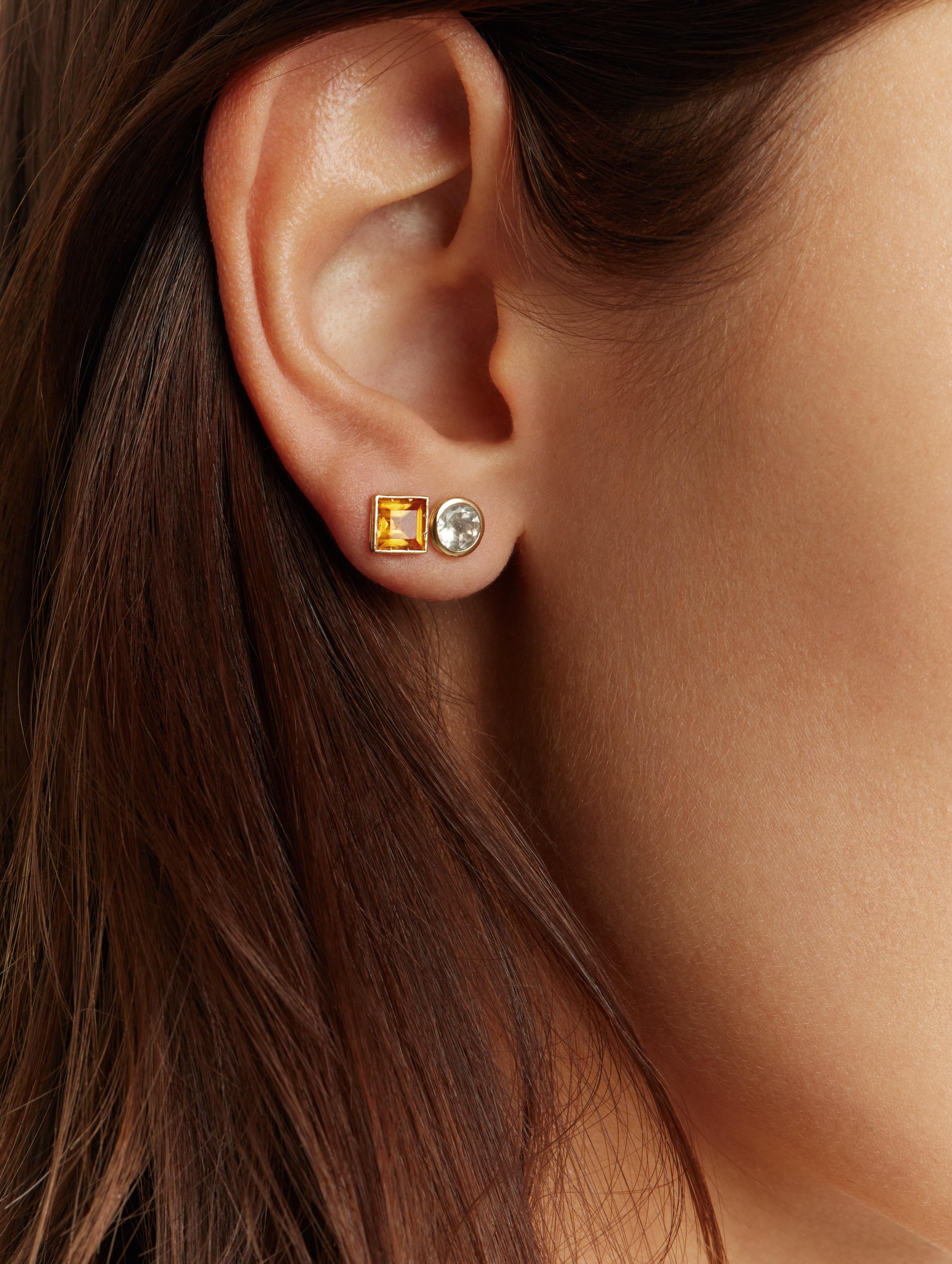 Modern 18 Carat Gold Earring, Yellow Gold, Citrine, Lolita Collection For Sale