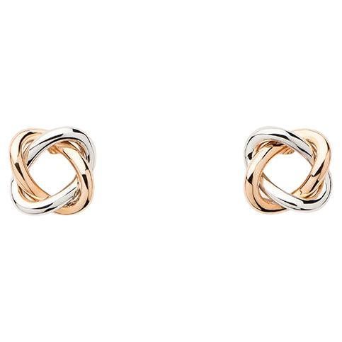 18 Carat Gold Earrings, Rose and White Gold, Tresse Collection