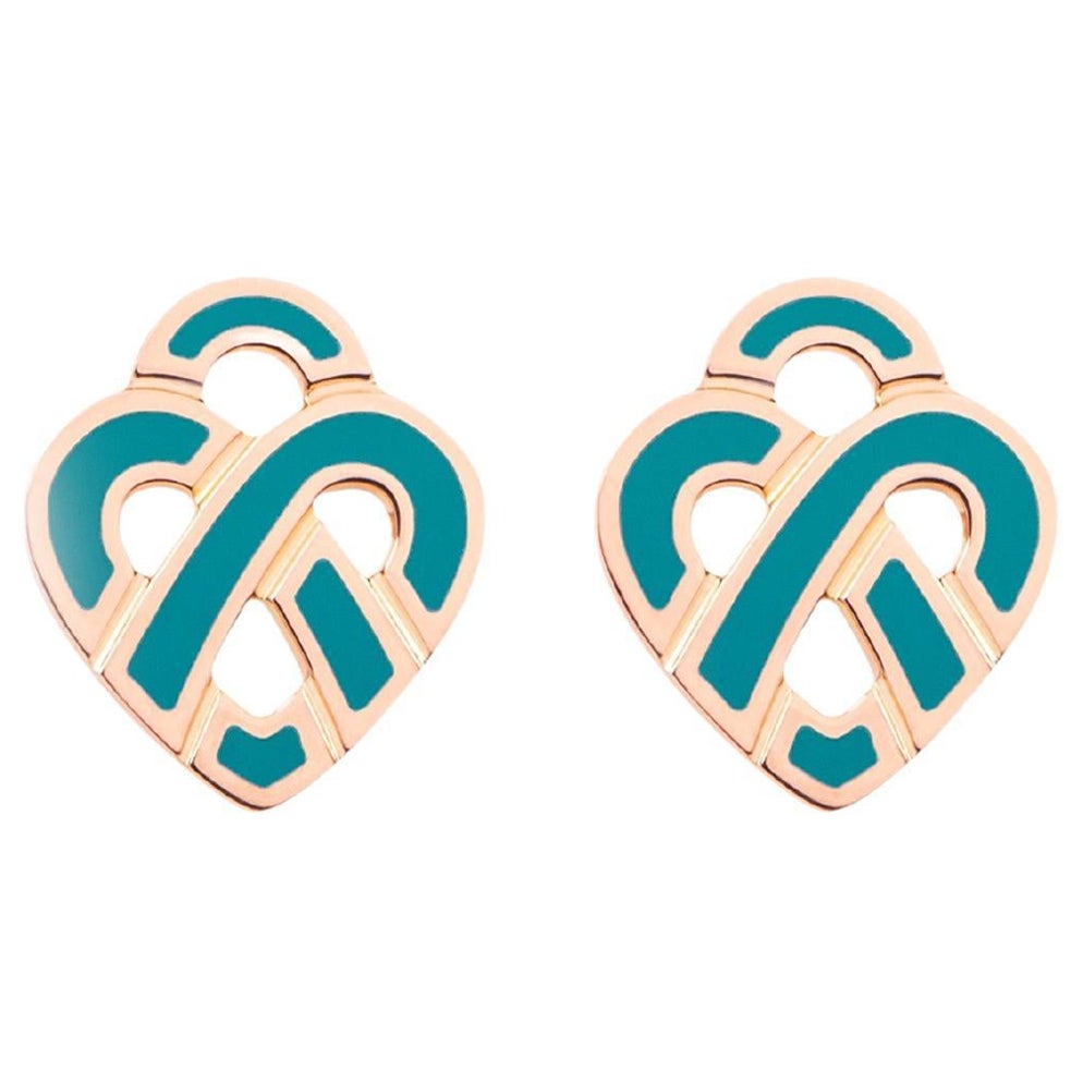 Orecchini in oro 18 carati, Oro rosa, Collezione Cœur Entrelacé in vendita