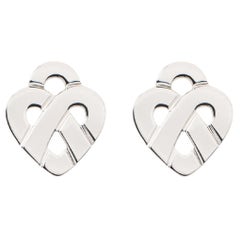 18 Carat Gold Earrings, White Gold, Cœur Entrelacé Collection