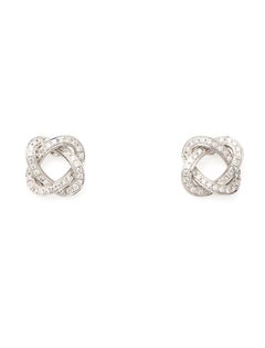 18 Karat Gold Ohrringe, Weißgold, Diamanten, Tresse-Kollektion