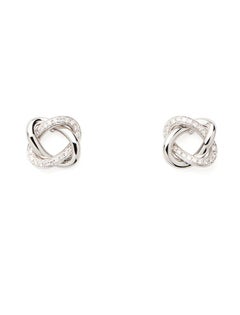 18 Karat Gold Ohrringe, Weißgold, Diamanten, Tresse-Kollektion