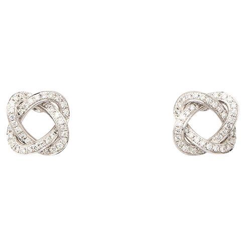 18 Carat Gold Earrings, White Gold, Diamonds, Tresse Collection For Sale