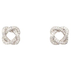 Boucles d'oreilles en or 18 carats, or blanc, diamants, collection Tresse