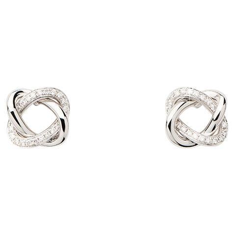 18 Carat Gold Earrings, White Gold, Diamonds, Tresse Collection