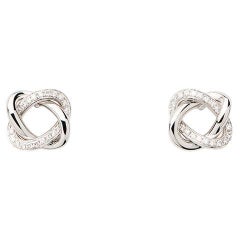 18 Carat Gold Earrings, White Gold, Diamonds, Tresse Collection
