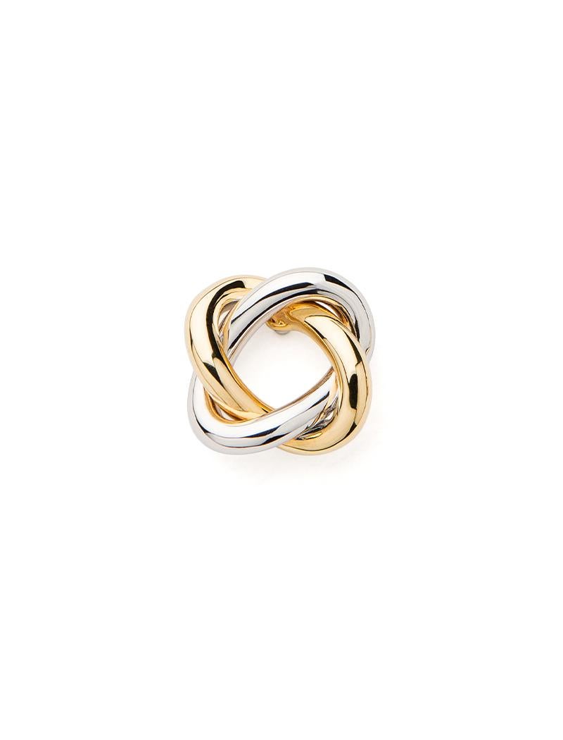 Modern 18 Carat Gold Earrings, Yellow and White Gold, Tresse Collection For Sale