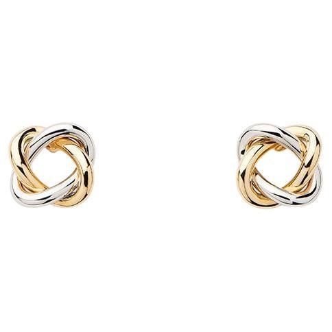 18 Carat Gold Earrings, Yellow and White Gold, Tresse Collection For Sale