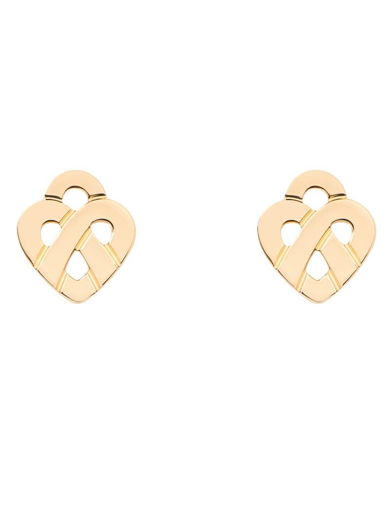 Moderne Boucles d'oreilles en or 18 carats, or jaune, collection Cœur Entrelacé en vente