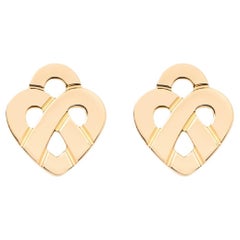 18 Carat Gold Earrings, Yellow Gold, Cœur Entrelacé Collection