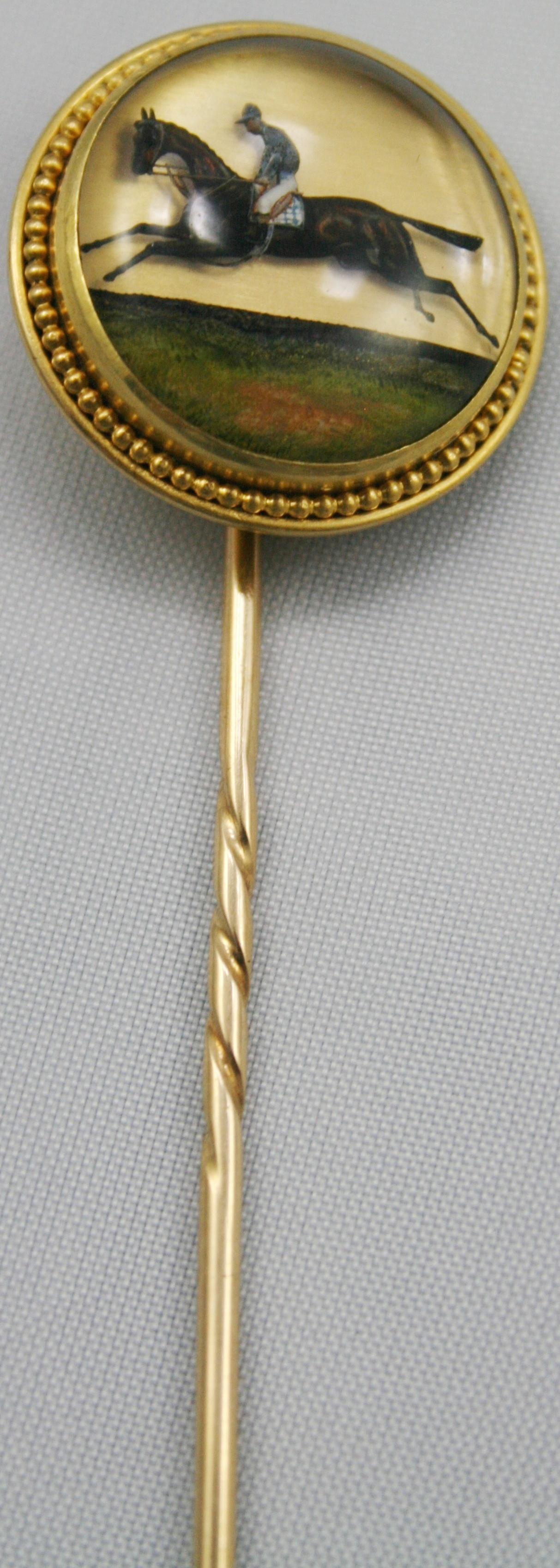18-Carat Gold Essex Rock Crystal Horse Racing Stick, circa 1880 In Good Condition For Sale In Worcester, Worcestershire