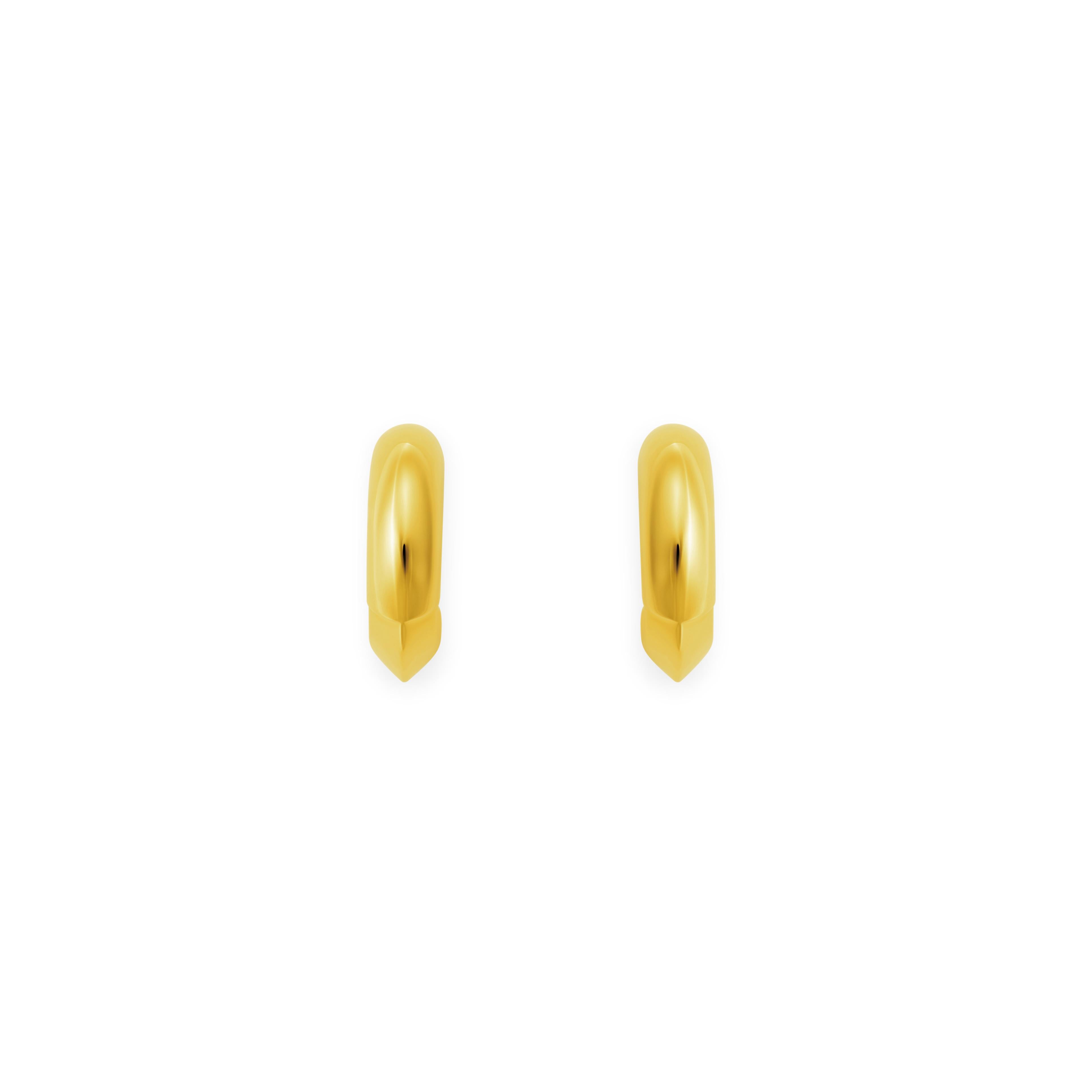 Mistova's Gamma earrings are perfect for everyday, they're made from 18K gold. The design goes from square to round making these classic hoops a piece never to take off. 