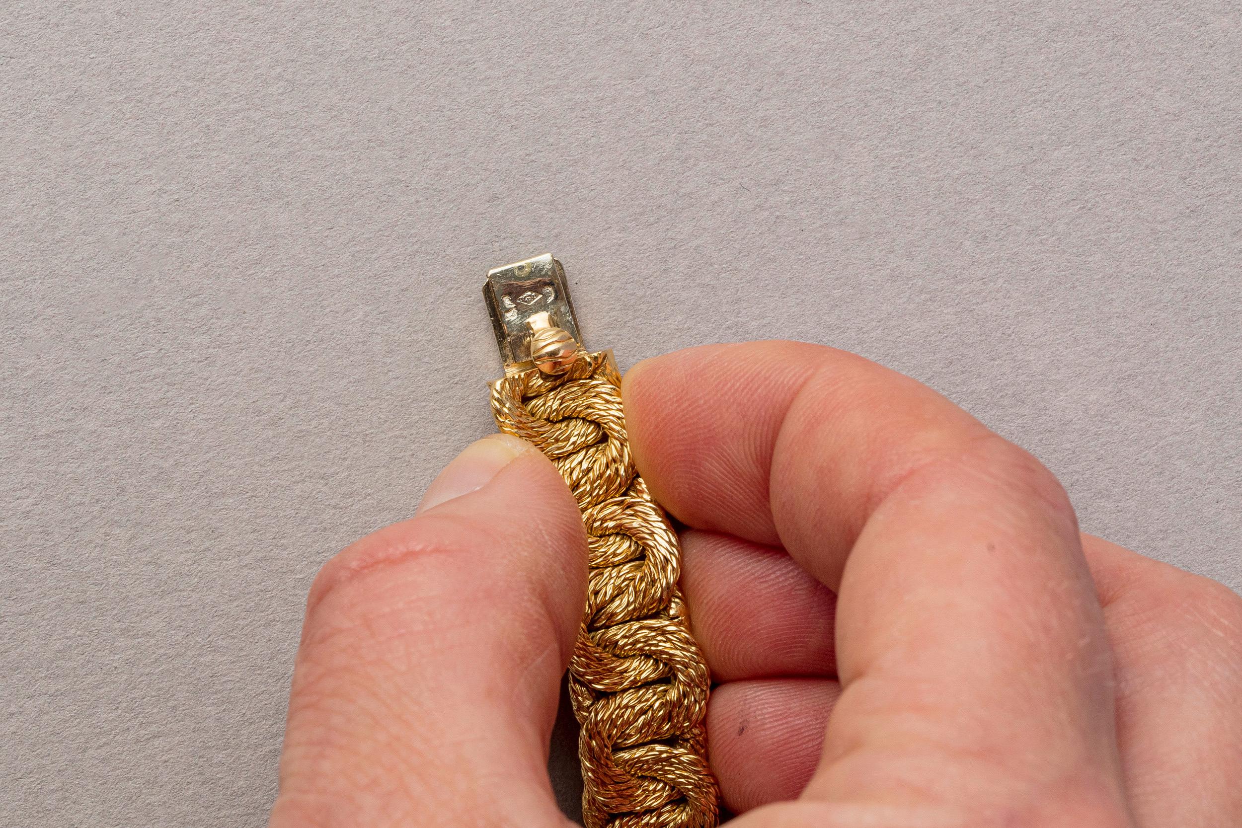 18 Carat Gold Georges Lenfant Woven Link Necklace In Good Condition In Amsterdam, NL