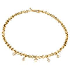 18 Carat Gold Handmade Chain with Mixed Cut Diamond Charms 1.70 Carat