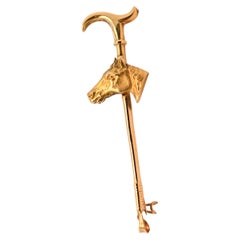 18 Carat Gold Horse Head and Whip Brooch