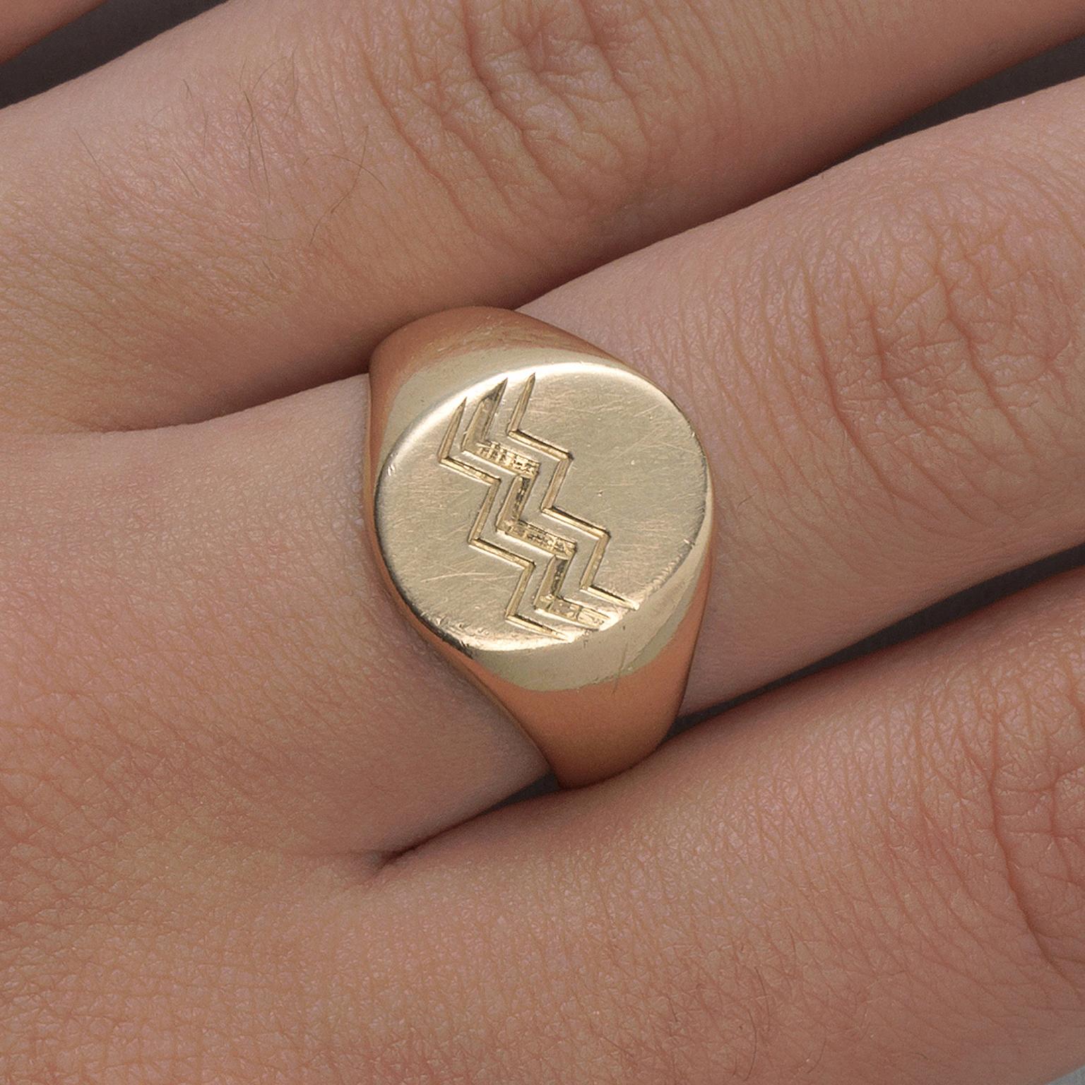 18 Carat Gold Jean Després Aquarius Zodiac Ring In Good Condition In Amsterdam, NL
