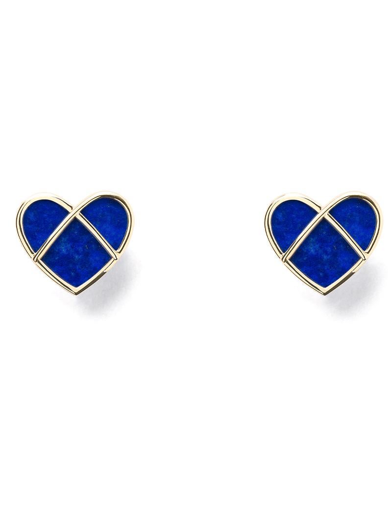 L'Attrape-Coeur collection plays with the colors of love. Its rounded gold borders embrace the purity of diamonds, the nuances of opal, turquoise or lapis lazuli.

L'Attrape Coeur earrings in yellow gold and lapis-lazuli.

Gold weight : 1.7