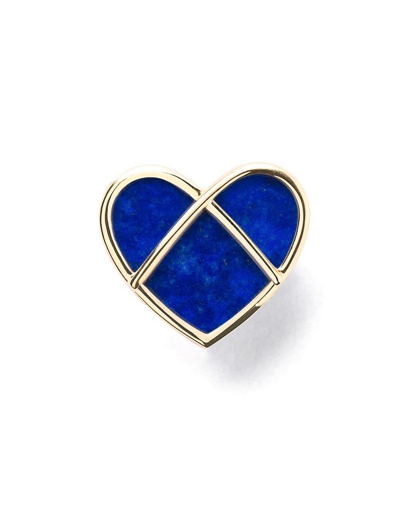Modern 18 Carat Gold Lapis-Lazuli earrings, Yellow Gold, L'Attrape Coeur Collection For Sale