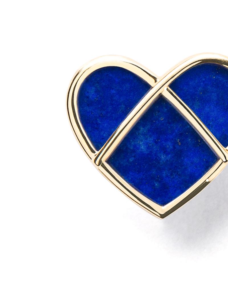 Brilliant Cut 18 Carat Gold Lapis-Lazuli earrings, Yellow Gold, L'Attrape Coeur Collection For Sale