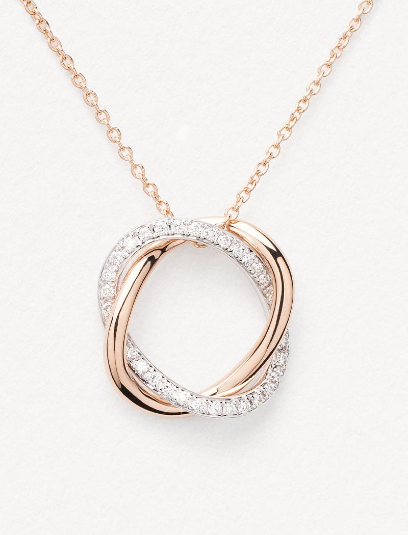 Modern 18 Carat Gold Necklace, Rose and White Gold, Diamonds, Tresse Collection For Sale