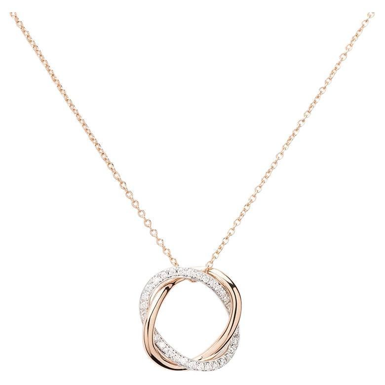 18 Carat Gold Necklace, Rose and White Gold, Diamonds, Tresse Collection For Sale