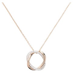 Collier en or 18 carats, or rose et blanc, diamants, collection Tresse