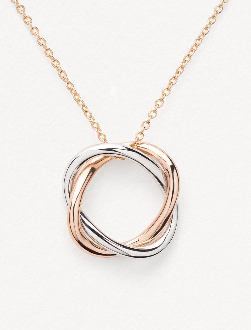 Modern 18 Carat Gold Necklace, Rose and White Gold, Tresse Collection For Sale