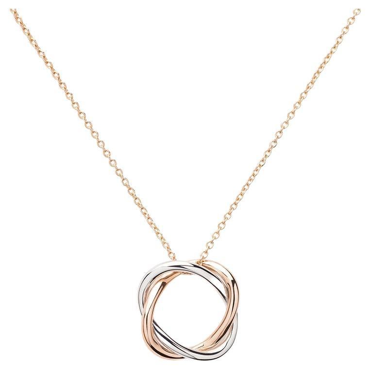 18 Carat Gold Necklace, Rose and White Gold, Tresse Collection For Sale