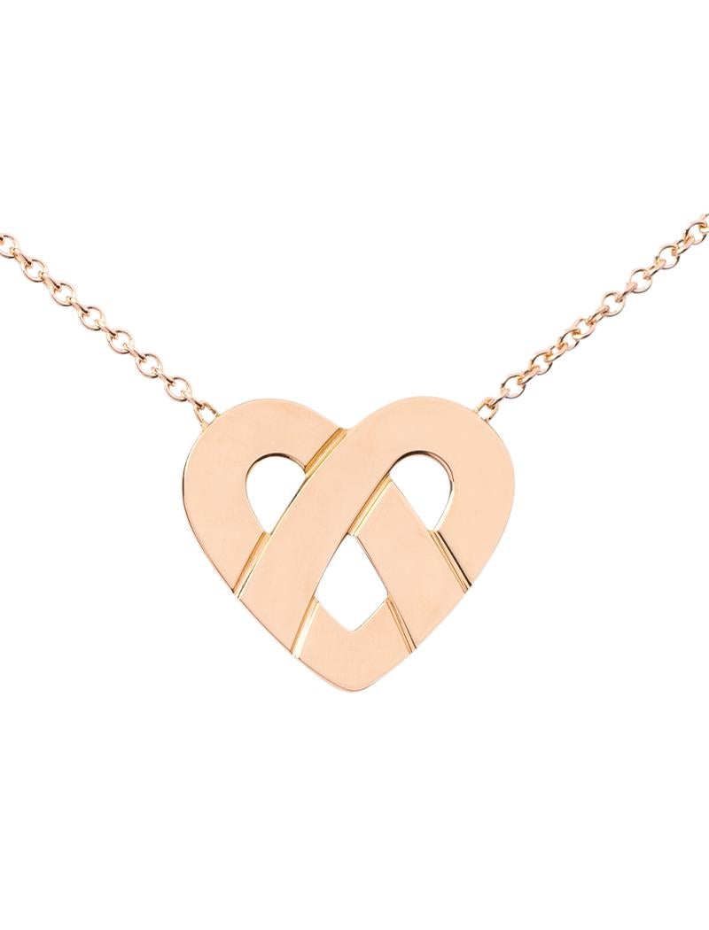 Modern 18 Carat Gold Necklace, Rose Gold, Coeur Entrelacé Collection For Sale