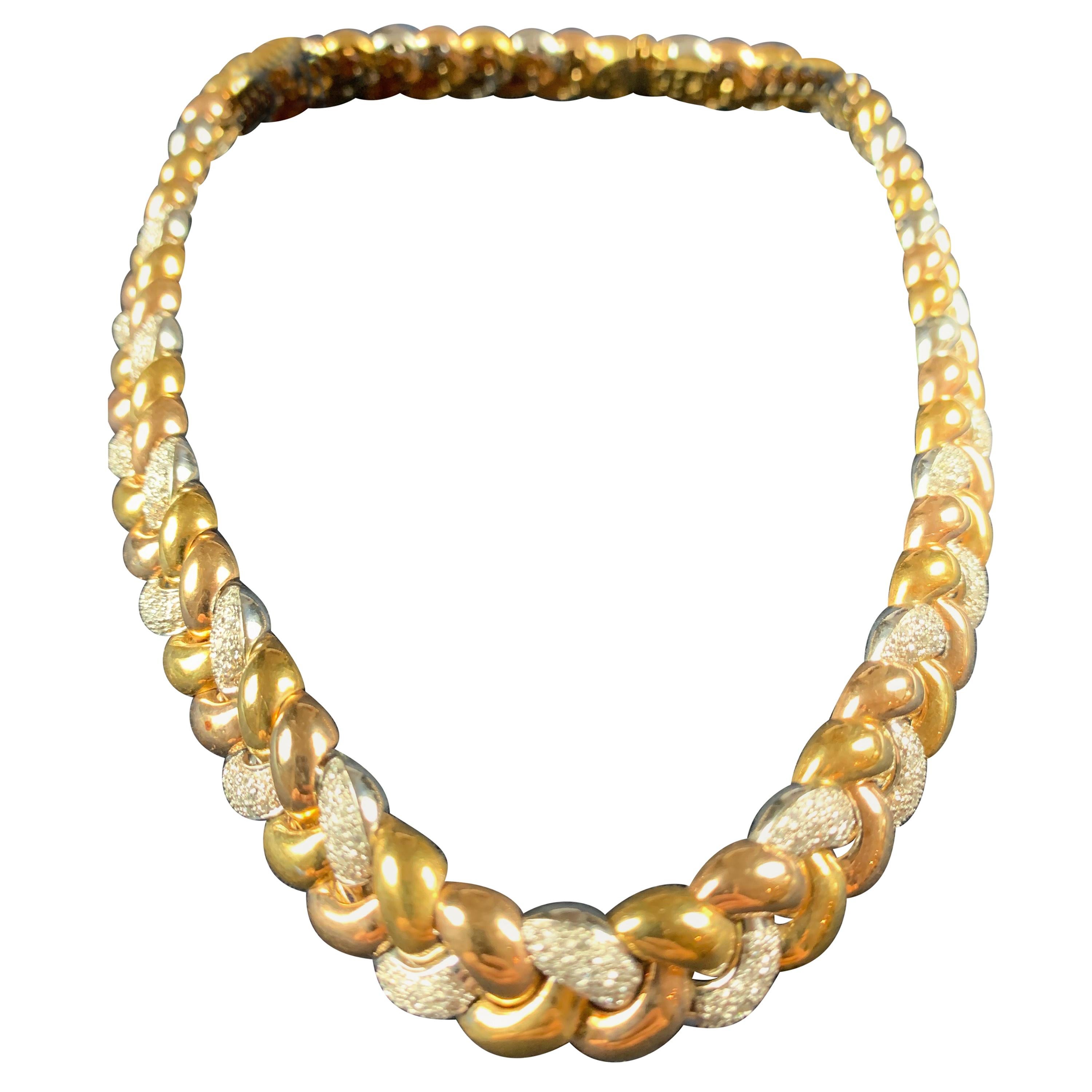 Gold Twisted Rope Cascading Necklace at 1stDibs