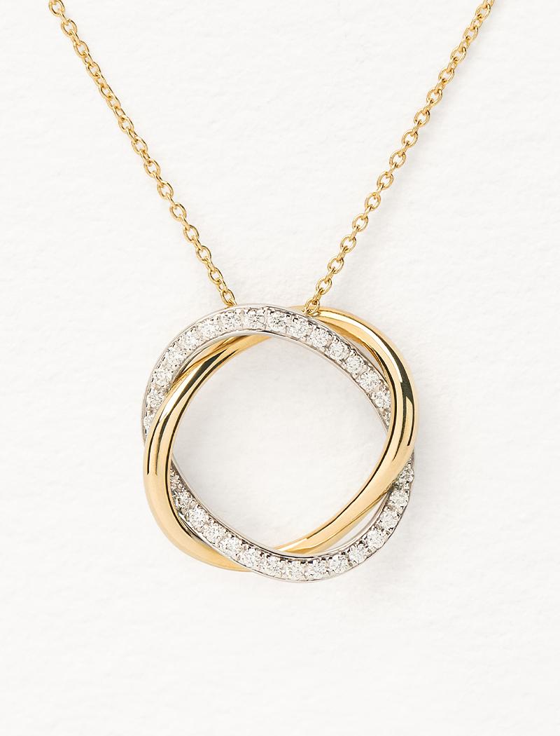 Modern 18 Carat Gold Necklace, Yellow and White Gold, Diamonds, Tresse Collection For Sale