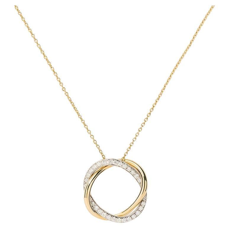 18 Carat Gold Necklace, Yellow and White Gold, Diamonds, Tresse Collection For Sale