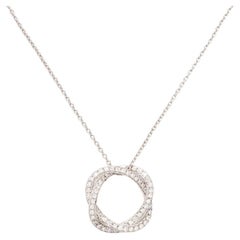 18 Carat Gold Necklace, Yellow and White Gold, Diamonds Tresse Collection