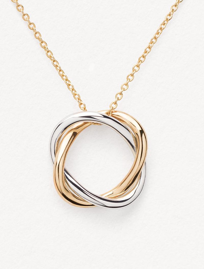 Modern 18 Carat Gold Necklace, Yellow and White Gold, Tresse Collection For Sale