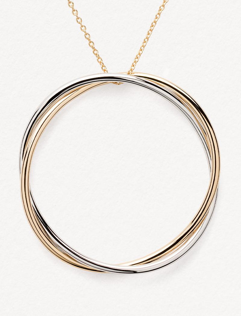 Modern 18 Carat Gold Necklace, Yellow and White Gold, Tresse Collection For Sale