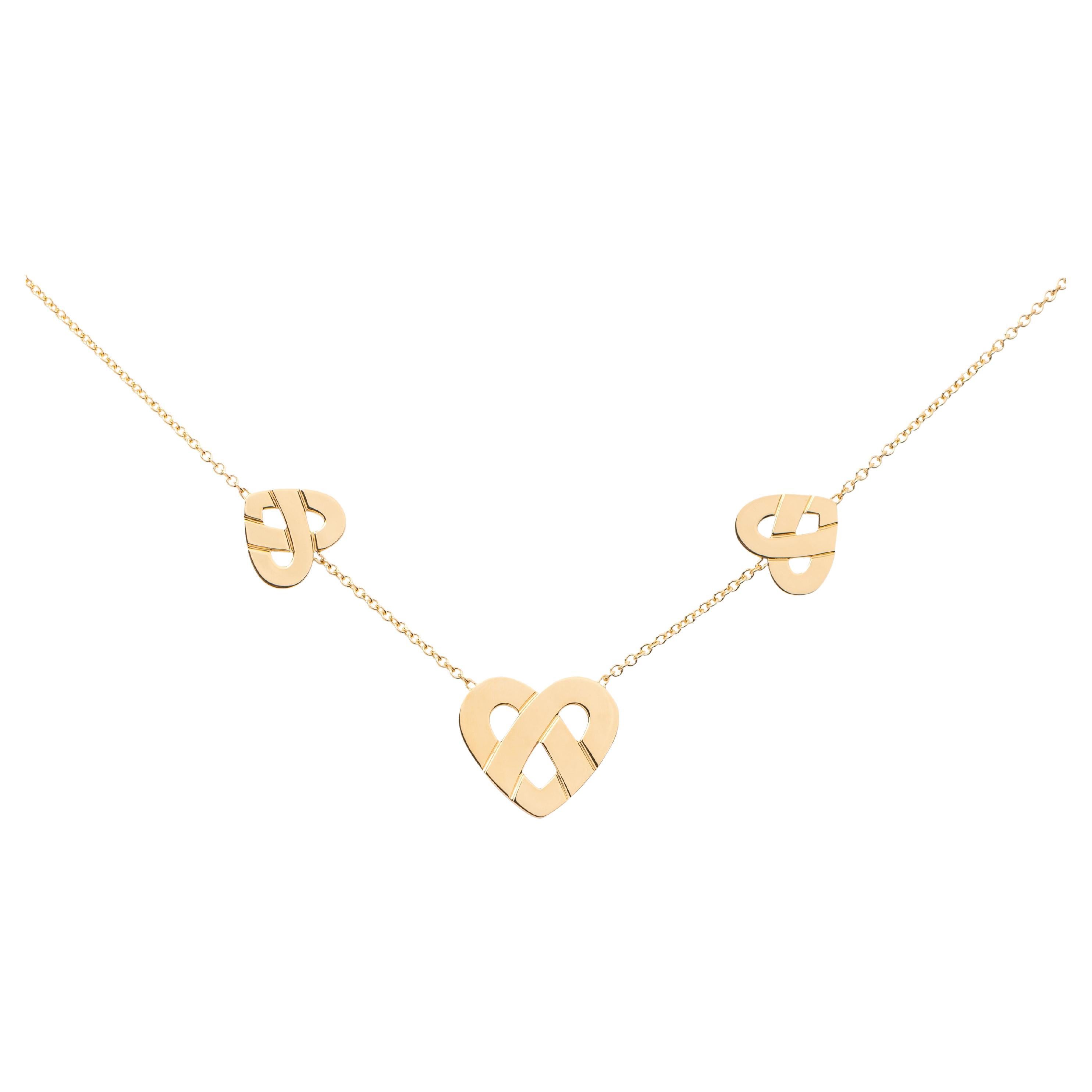 18 Carat Gold Necklace, Yellow Gold, Coeur Entrelacé Collection For Sale