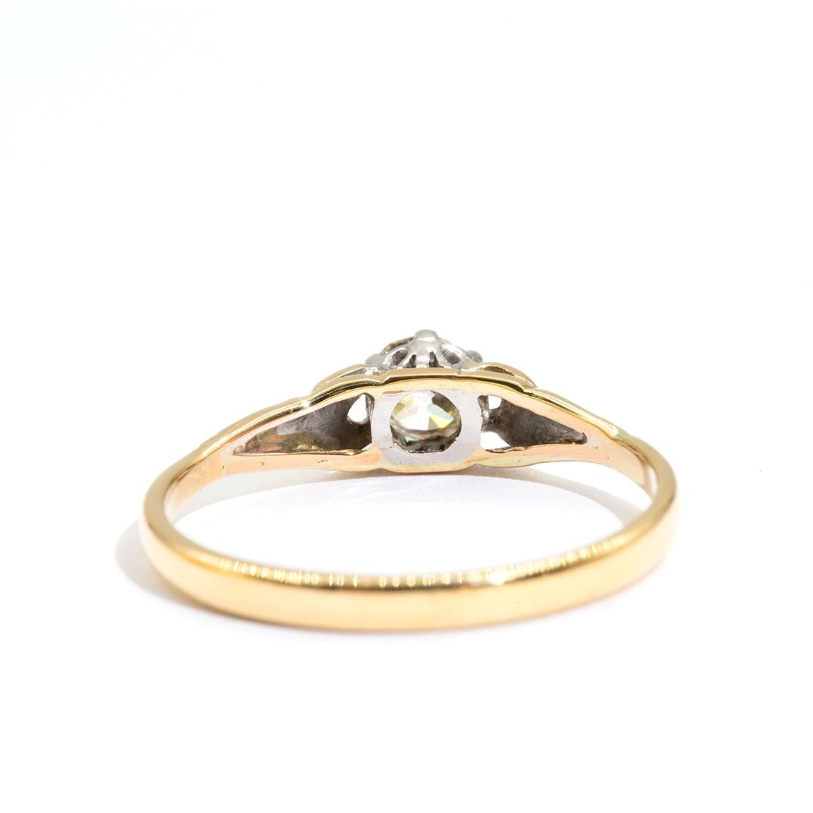 Modern 18 Carat Gold Old European Cut Diamond Vintage Solitaire Engagement Ring