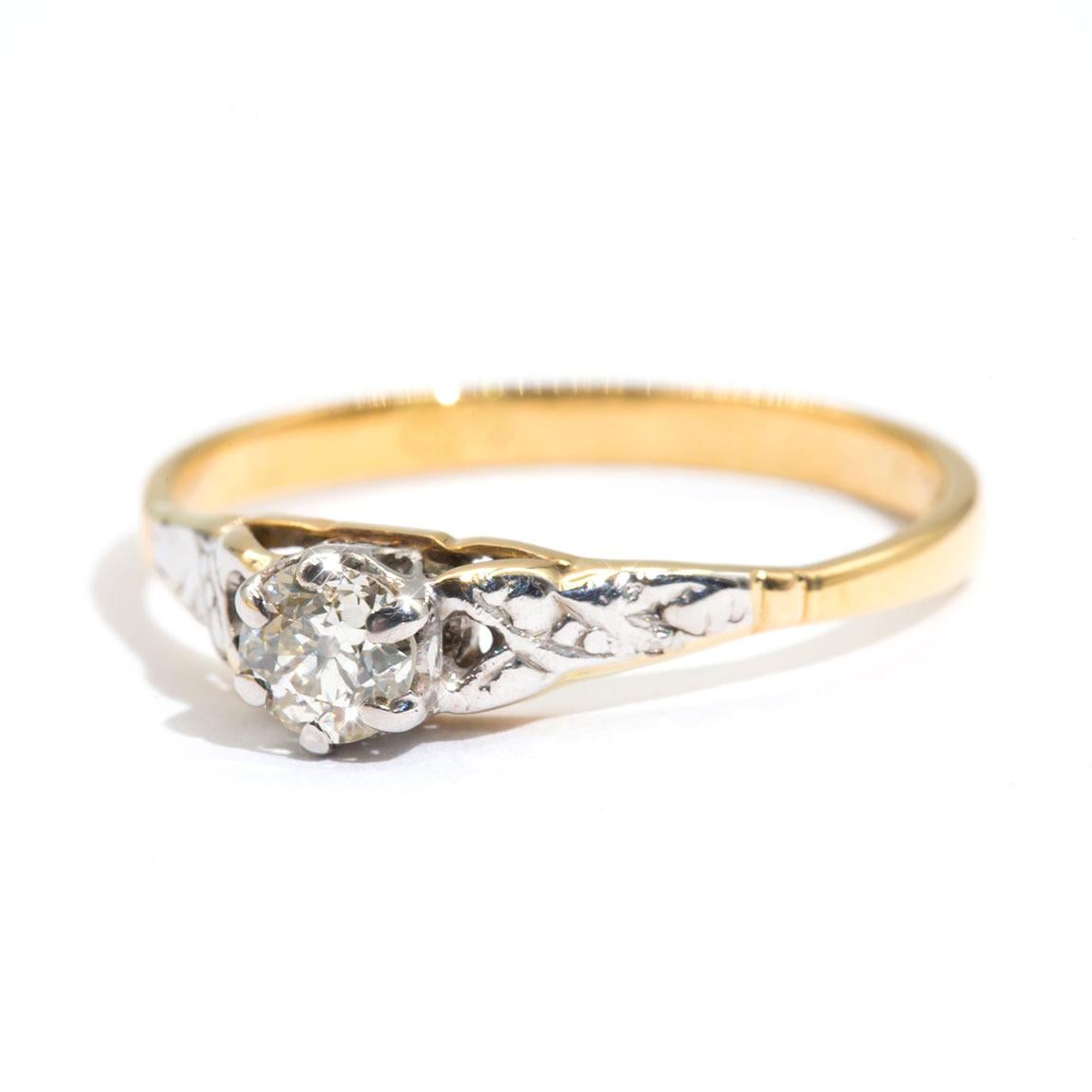 18 Carat Gold Old European Cut Diamond Vintage Solitaire Engagement Ring In Good Condition In Hamilton, AU
