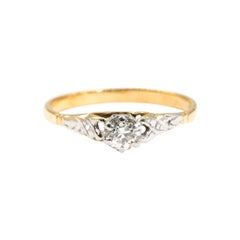 18 Carat Gold Old European Cut Diamond Vintage Solitaire Engagement Ring