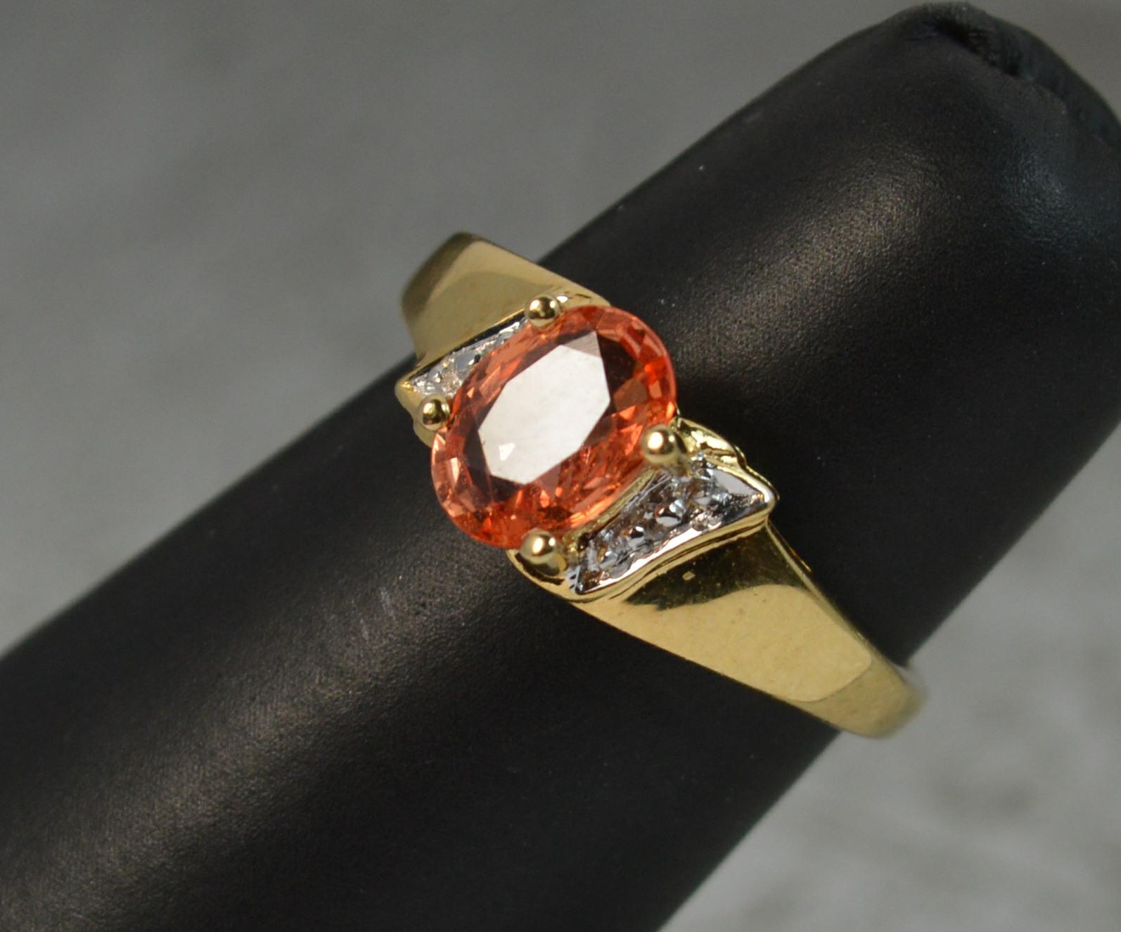 18 Carat Gold Orange Padparadscha Sapphire Diamond Ring In Excellent Condition In St Helens, GB