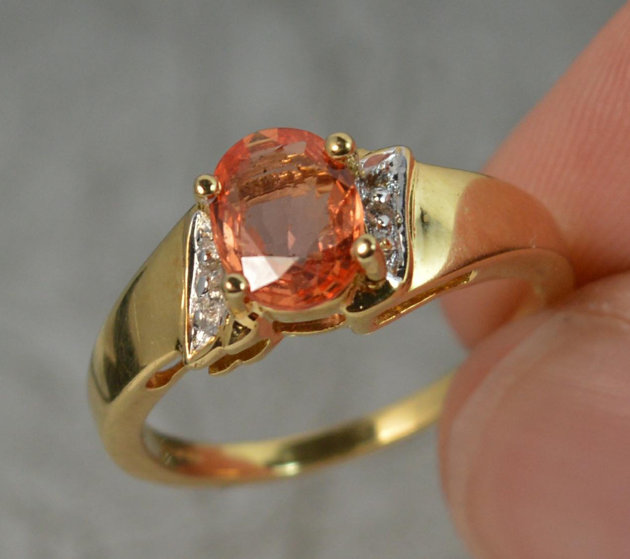 Women's 18 Carat Gold Orange Padparadscha Sapphire Diamond Ring