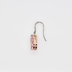 18 Carat Gold Pear Shaped Morganite and Brilliant Cut Diamond Drop Earrings