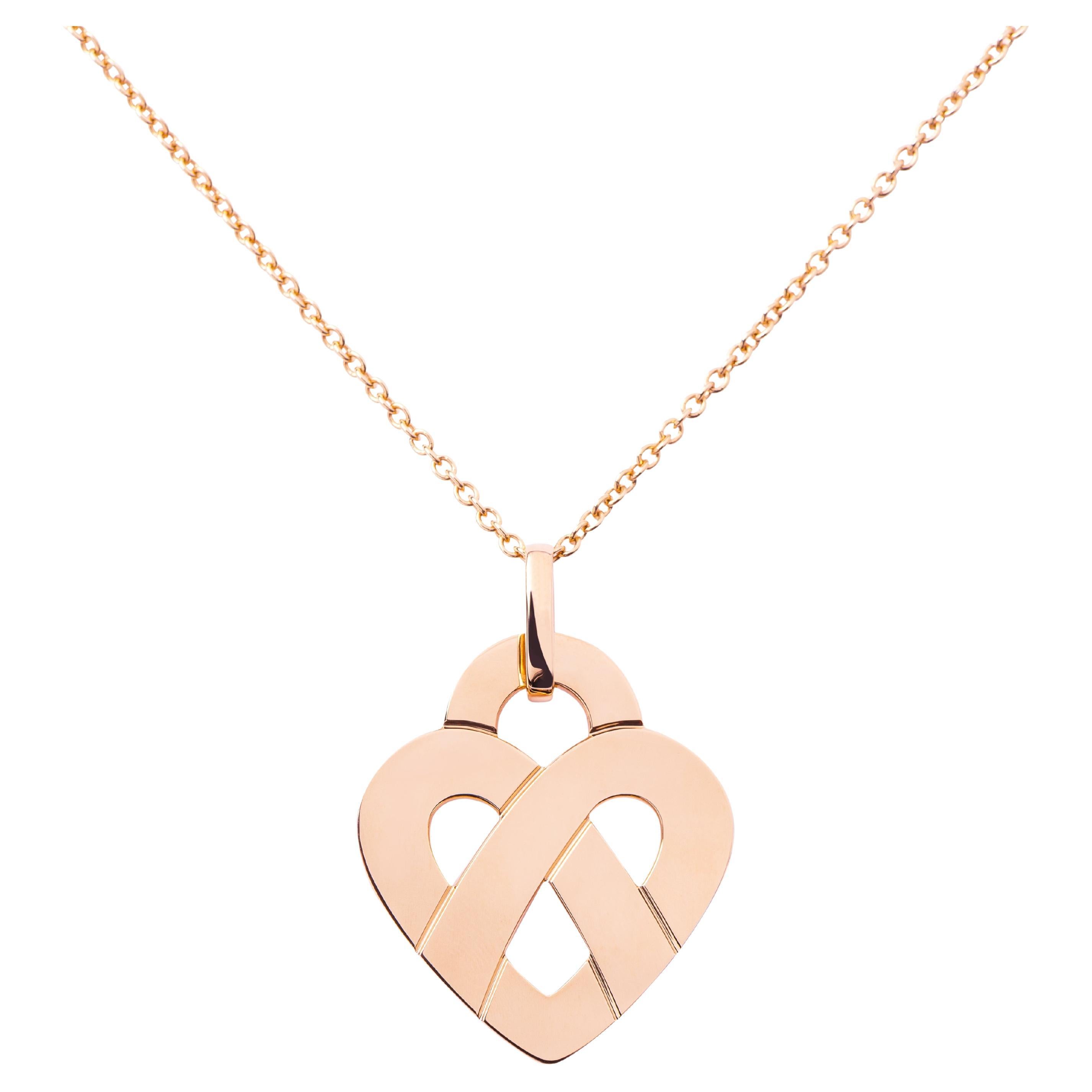 18 Carat Gold Pendant, Rose Gold, Cœur Entrelacé Collection