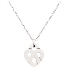 18 Carat Gold Pendant, White Gold, Cœur Entrelacé Collection