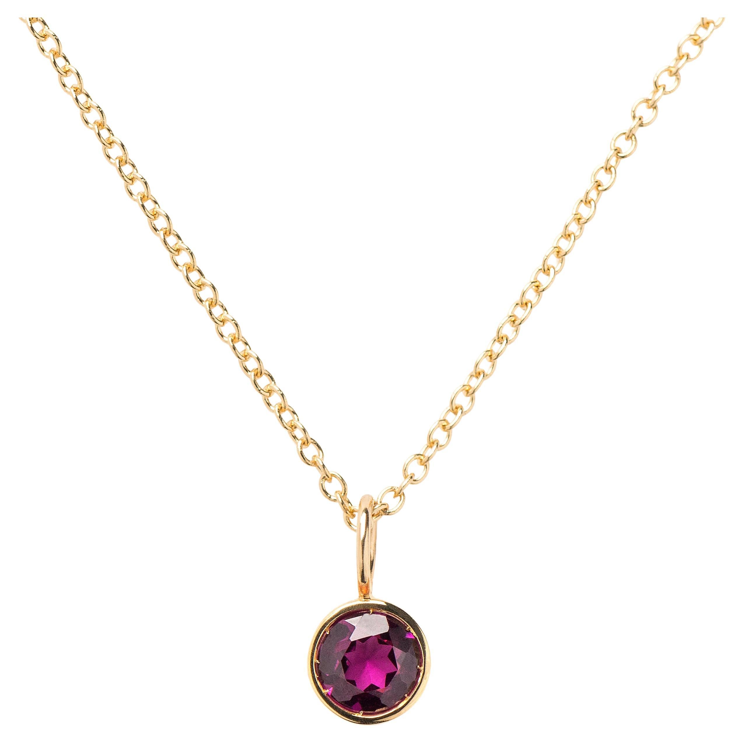 18 Carat Gold Pendant, Yellow Gold, Rhodolite, Lolita Collection For Sale