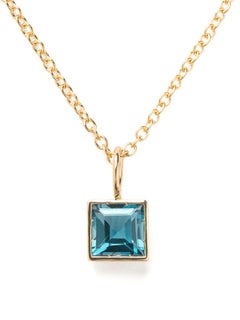 18 Carat Gold Pendant, Yellow Gold, Topaze Blue London, Lolita Collection