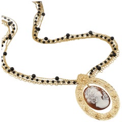 18 Carat Gold-Plated 925 Sterling Silver Sea Shell Cameo Necklace